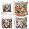 Floral Puppy Print Throw Pillow Covers Pattern Cushion Cover Suitable For Sofa Bedroom Car Pillow Cover