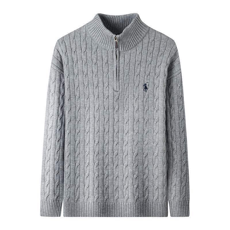 Pánské žakárové pletivo 720 g, Nová podzim/zima, Límec na zip, Vyšívaný svetr