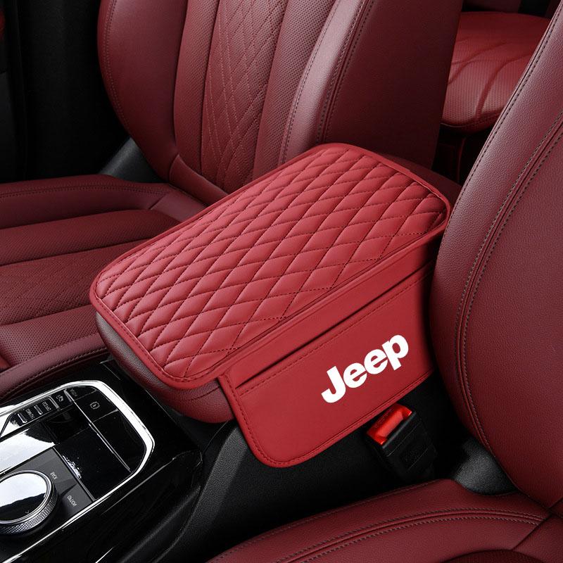 1 Stück Leder Auto Mittelkonsole Auto Armlehnenkissen mit Stauraum Autostyling Für Jeep Renegade Wrangler Grand Cherokee Compass Patriot Commander Willys
