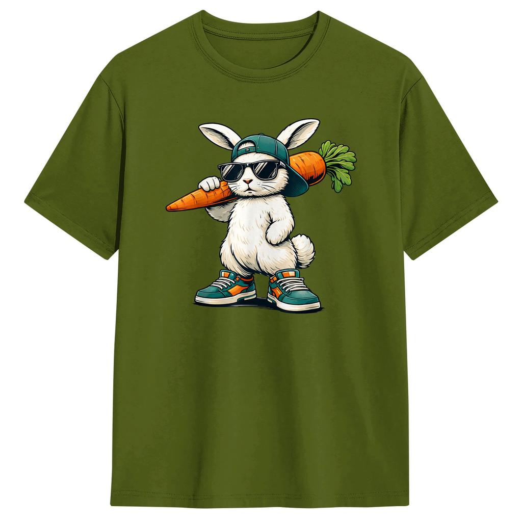 Funny Easter Bunny with Carrot Rabbit T Shirts for Unisex 100 Cotton Funny TShirt O Neck Tees Short Sleeve Clothes Summer