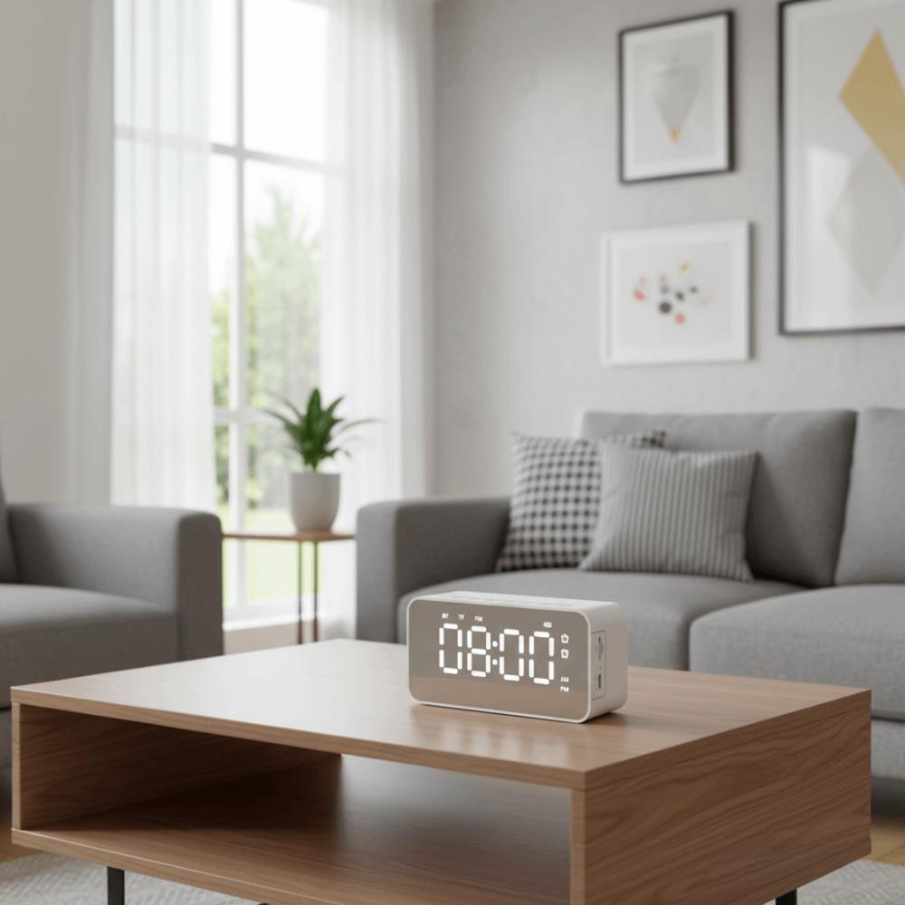 Stereo Sound Alarm Clock Digital Display FM Radio Multifunctional Music Player  Desktop