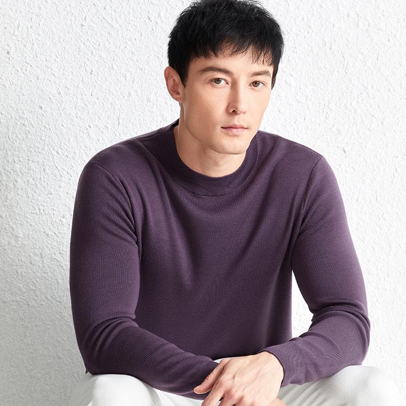 Winter Puyuan Herren Pullover 100% Wolle Halbhoher Kragen: High-End, Hautfreundlich, Leichter Luxus, Einfarbig, Warm und Bequem.