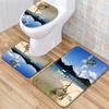 Beach View Bathroom Floor Mat Three-Piece Toilet Carpet Toilet Mat Set Door Mat Bathroom Non-Slip Mat