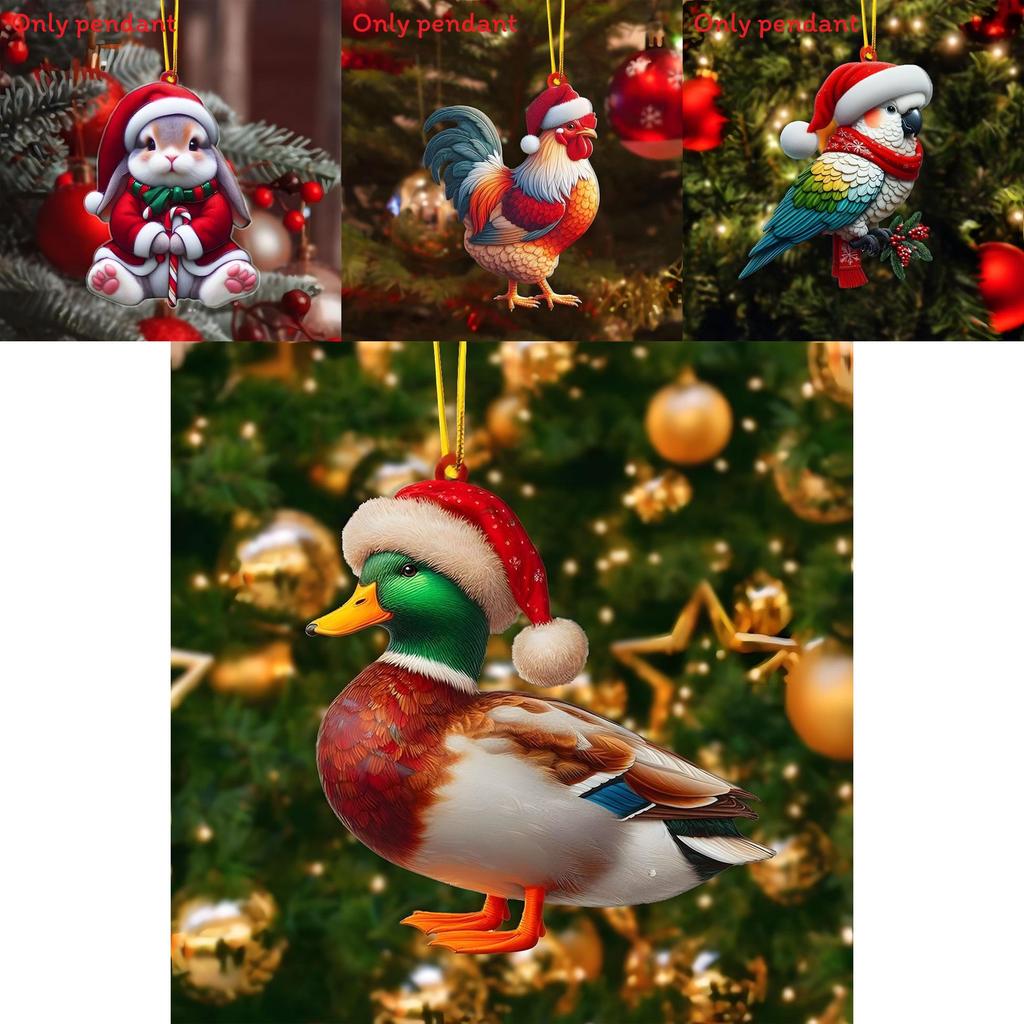 Christmas Themed Acrylic Pendant With Sheep Dog Chicken Horse And Dog Patterns For Festive Holiday Decor
