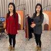 Plus Size Women's Double-Sided Velvet & Fleece Split Sleeve Autumn Winter Slimming Base Layer Top