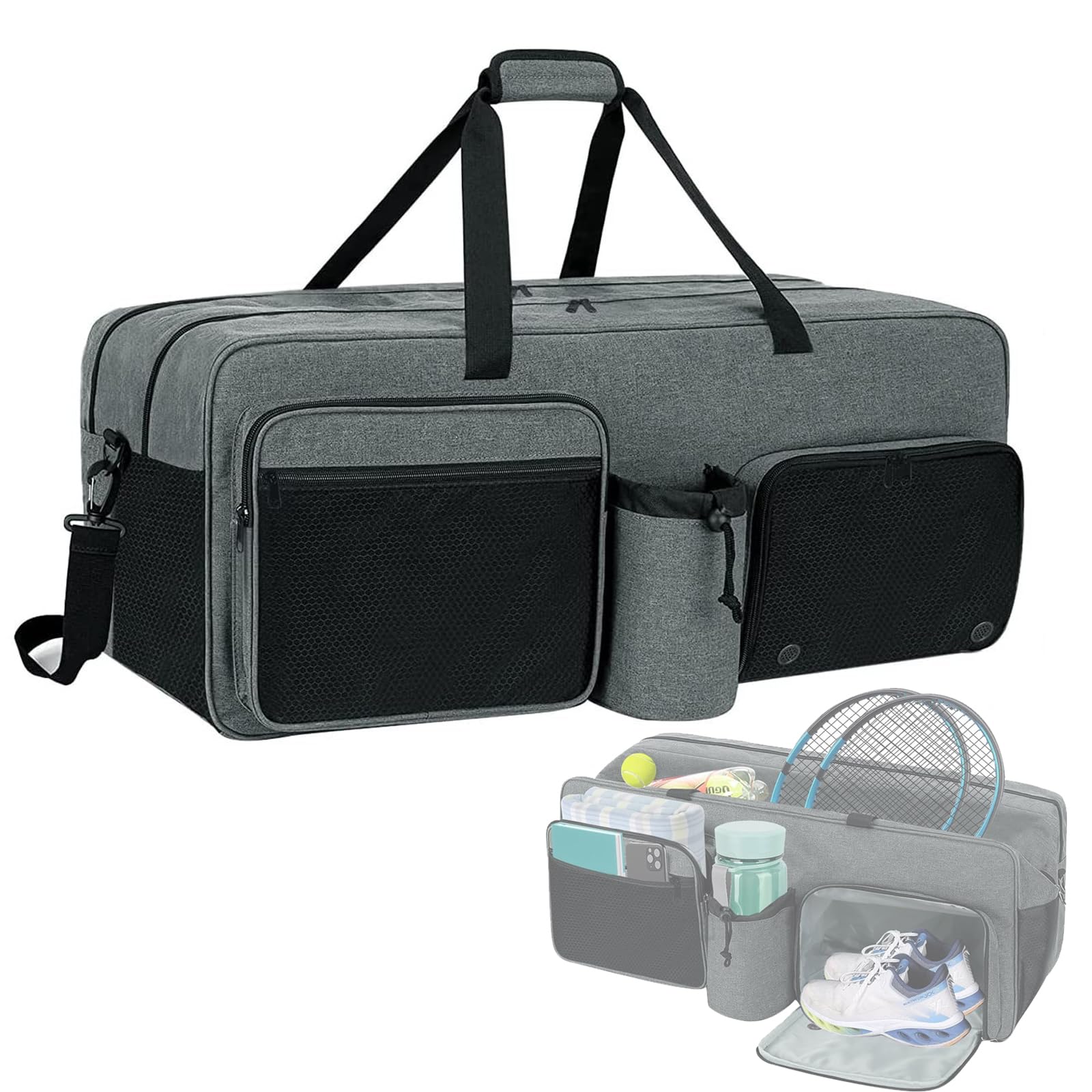 

Large Capacity Tennis Racquet Unisex Holds 7 Separate Shoe Tennis Equipment Bag Bag, Badminton/Tennis Bag, Racquets, Backpack/Tote Bag, Compartment,