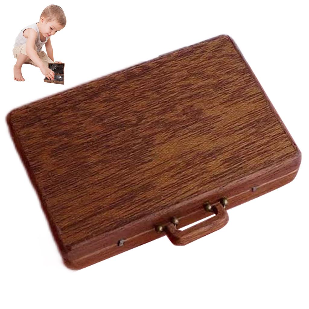 Rock Collection Box for Kids Wooden Storage Suitcase with 33 PCS Stone Educational Science Kits
