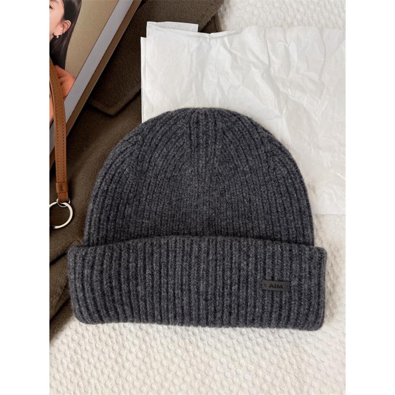 Simple and Versatile Solid Color Wool Hat Autumn and Winter Warm Woolen Hat Knitted Hat for Men and Women