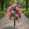 Realistic Simulation Plastic Begonia Floral Stake Artificial Green Plant For Garden Patio Porch Front Yard Landscaping