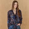 Neon Pattern Sheer Tie Chiffon Blouse Ze10qb014nh