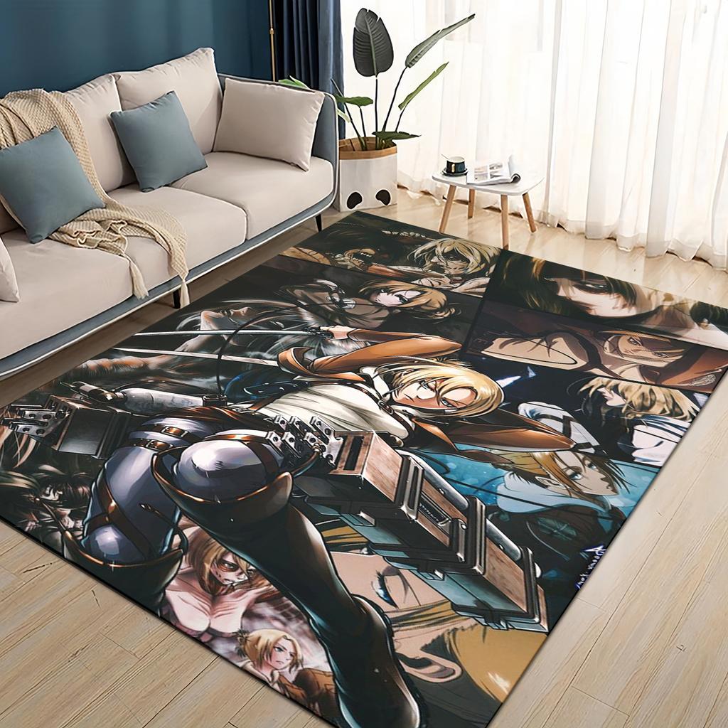 3D Cartoon Attack On Titan Eren Mikasa Anime Carpet Rug for Living Room Bedroom Home Sofa Decoration,kid Play Non-slip Floor Mat
