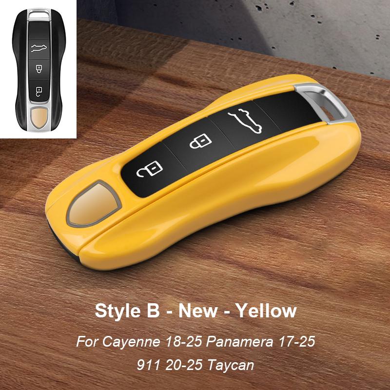 Solid Color ABS For Porsche Panamera Macan 718 Taycan 911 Cayman Boxster 971 Remote Smart Car Key Case Cover Car Accessories
