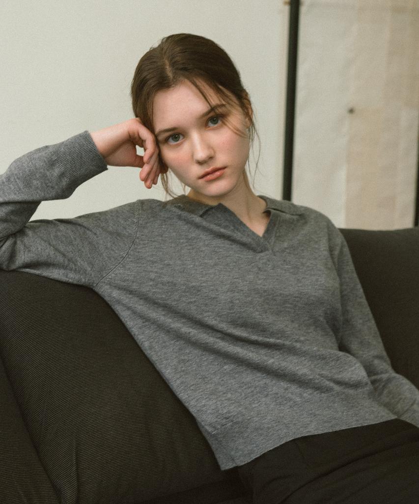 YUPPE Frill Collar Knit_Gray