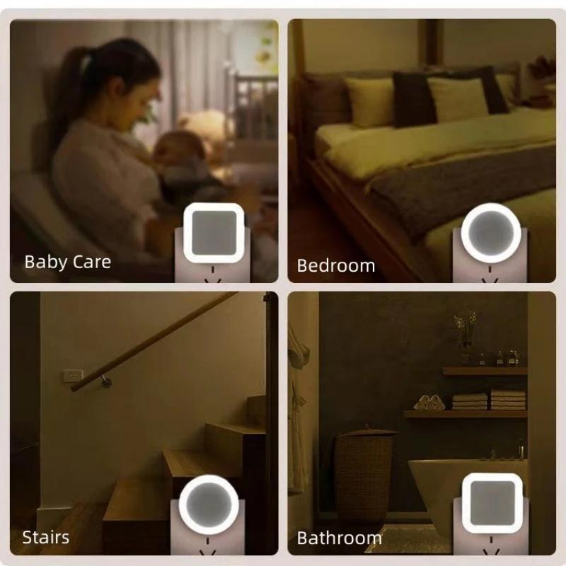 1/2PCS LED Light Control Sensing Lamp Night Light EU US Plug For Baby Children Living Room Bedroom Corridor  Bathroom Light Lamp