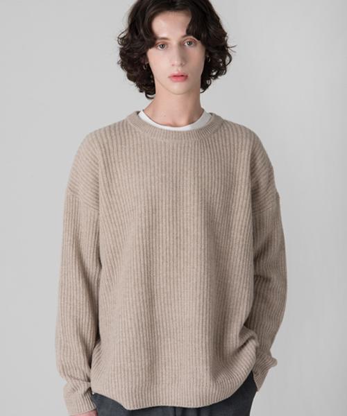 U And Lc Lambswool Crew Neck Overknit [Sand Beige] Sand Beige/M