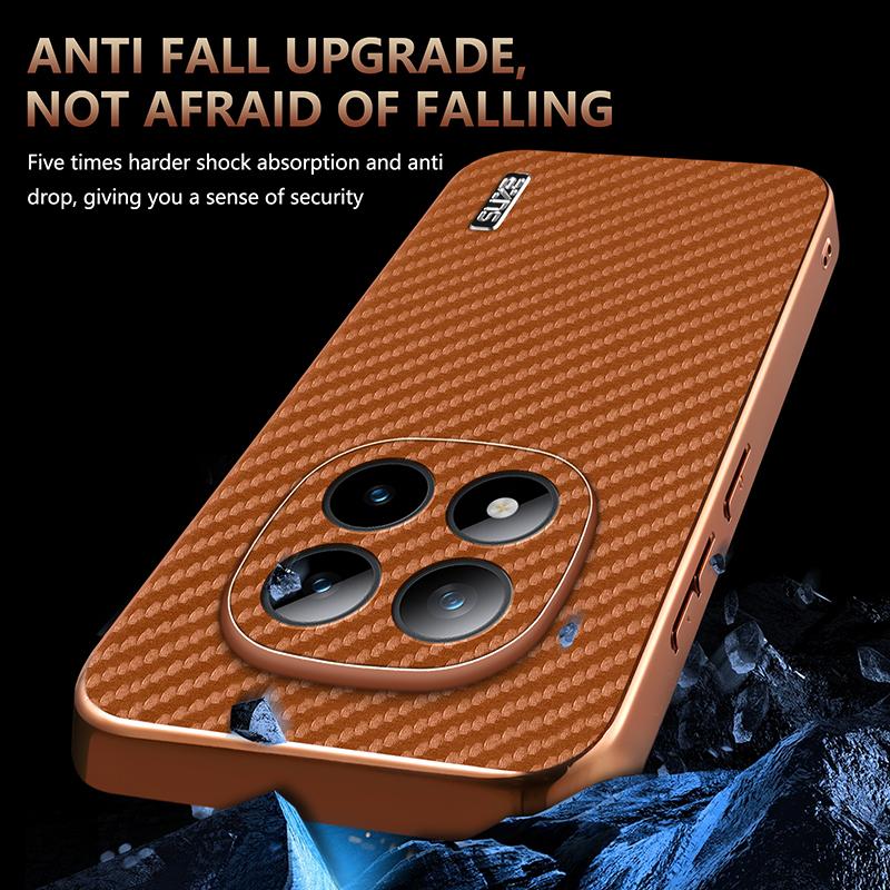 Luxury Skin Feel Carbon Fiber Pattern Electroplated Frame Phone Case for Redmi Note 15 14 Pro Plus 13 K80 K70 Shockproof Cover