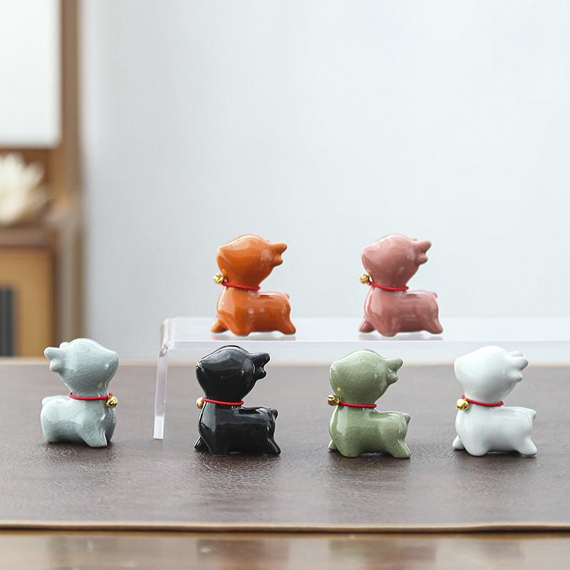 Elephant Mini Ceramic Figurine Desktop Lucky Deer Sculpture Modern Minimalist Decorative Ornaments for Home Office Decor China