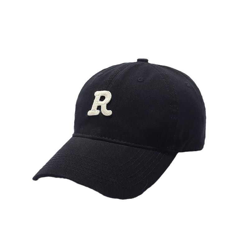 Women's & Men's Large Brim Duckbill Baseball Cap - Korean Letter 'R' Design, 2024 Spring/Autumn Fashion, Slimming and Small Face Effect.