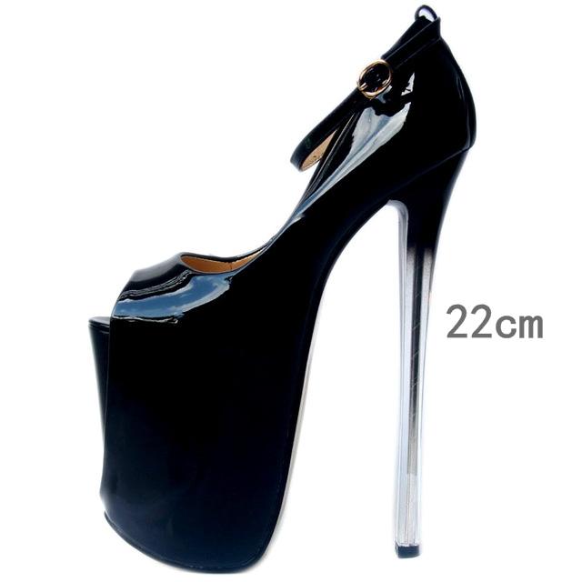 Custom New Summer Open Toe Catwalk Platform Pumps Patent Leather Big Size Ladies Shoes 19 cm High Heels Women Shoes WSH2601