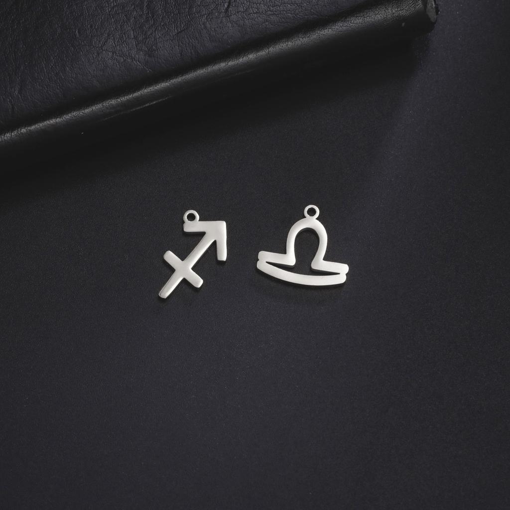 12pcs/lot Stainless Steel Zodiac Charms Horoscope Astrological Sign DIY Pendant for Necklace Bracelet Jewelry Making