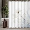 1 Piece High Quality White Floral Print Shower Curtain, Polyester, Machine Washable, Hook Included, Elegant Bathroom Decoration
