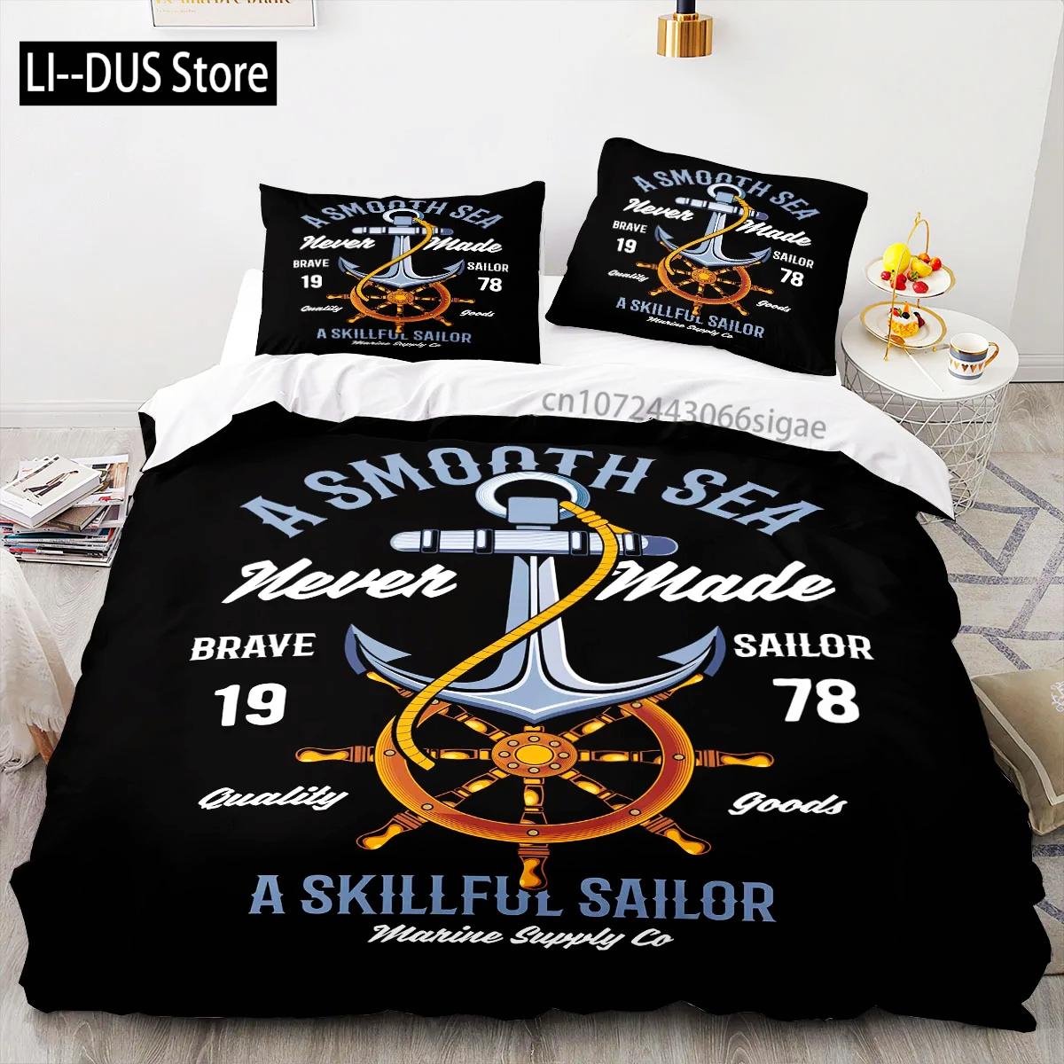 

Comforter Anchor Marine Bedding Set Ocean Sea 3D S Comforter Set Bedding Twin Queen King Single Size Blue Ship Vessel Kids Comforter (quilt)-EU Single(135*200cm)3pcs