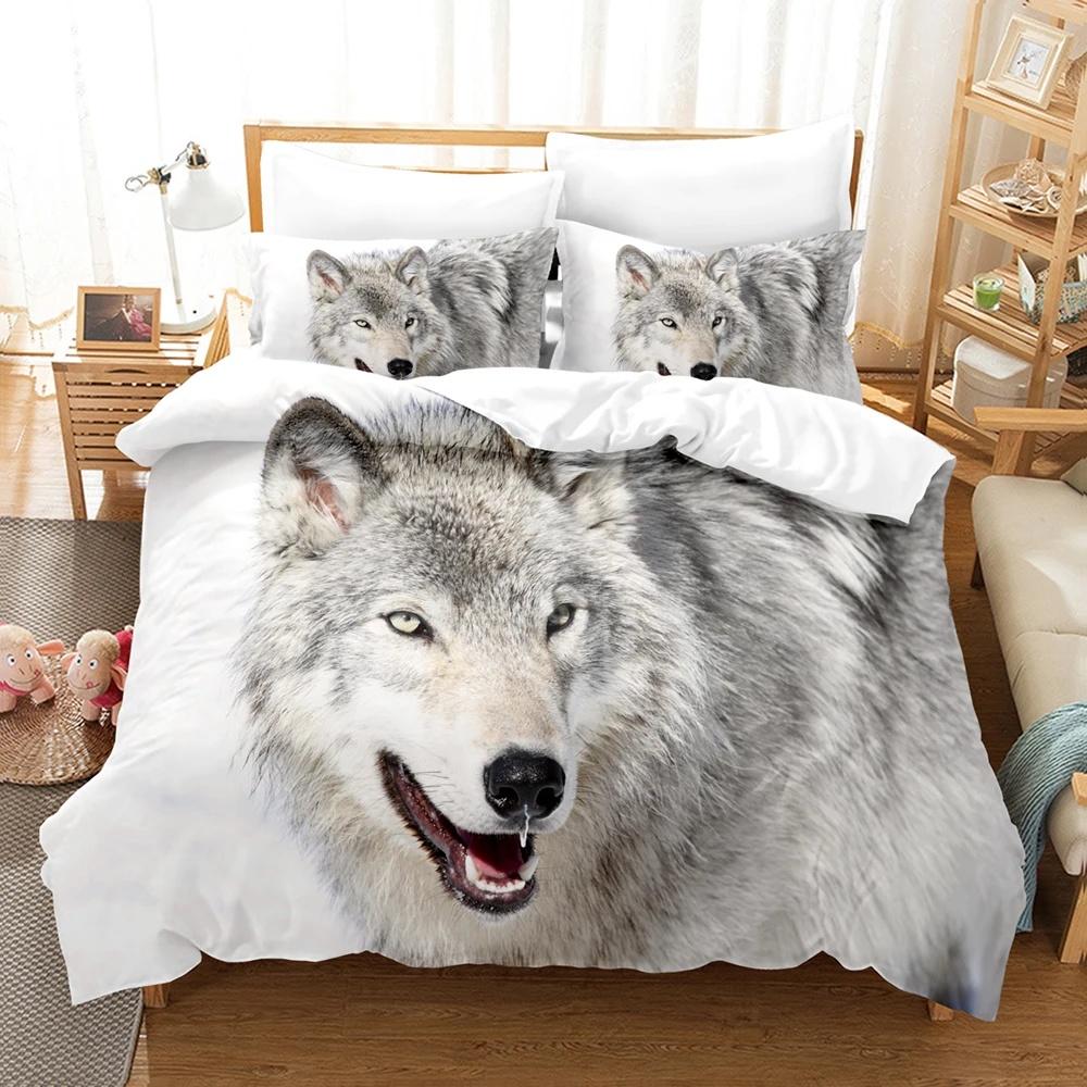 3pcs Cozy Dark Wolf Digital Print Duvet Cover Set Soft, Hypoallergenic, and Breathable Bedding for Bedroom and Guest Room