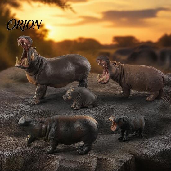 Lifelike Hippo Decoration Simulation Hippopotamus Figurine, Statue Sculpture, River Home Office Animal Decor Horse Model Educational Toy for Desk Hand