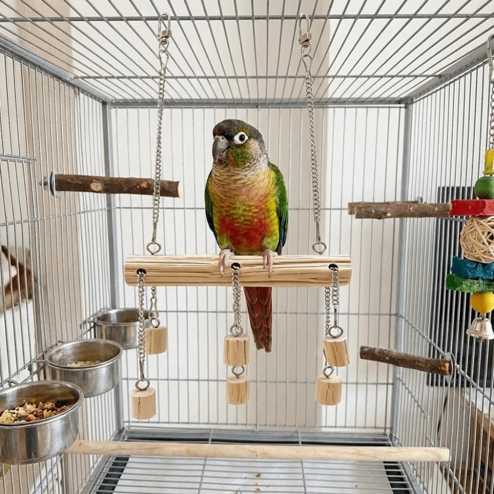 Suspension Bridges Parrot Wooden Swing Non-slip Parrot Play Stand Toy Cage Decoration