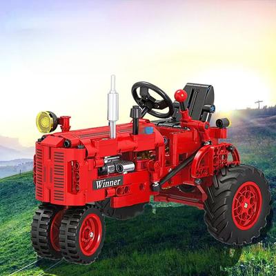 Klassisches Traktor-Modell Baufahrzeug Puzzle Spielzeug Roter Traktor Bausteine Sammlung Kinder Weihnachtsgeschenk