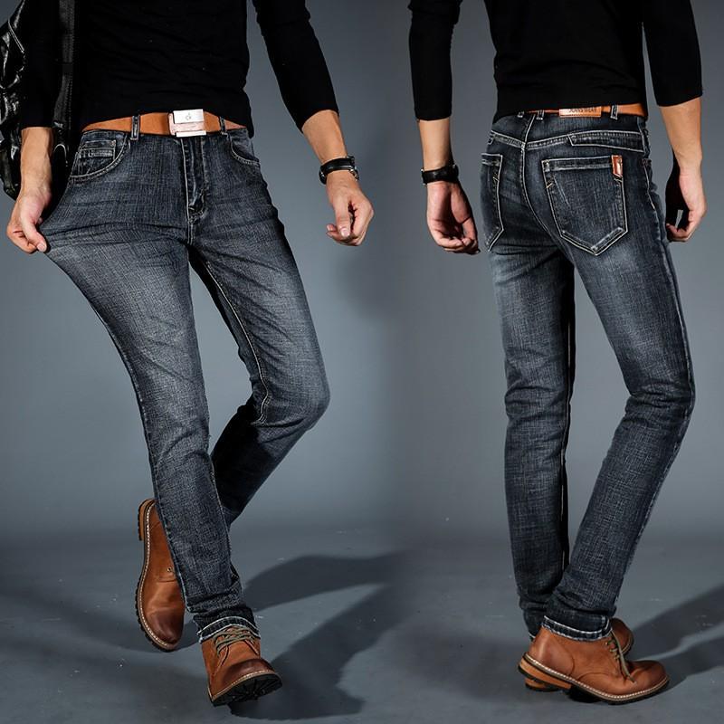 Men's Mid-waist Jeans Popular Fashion Jeans Spring and Autumn Men's Versatile Straight Elastic Long Trousers