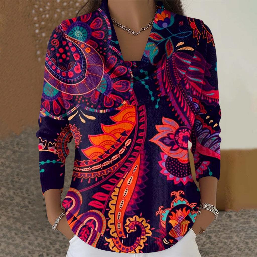 Dam Casual Och Moderiktig Rundhals Långärmad Tryckt Topp Tröja