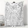 1pc Butterfly Floral Coloring Style Flannel Blanket Cute Garden Hand-Painted Pattern Throw Blanket Bedroom Living Room Nap Air Conditioning Blanket Ho