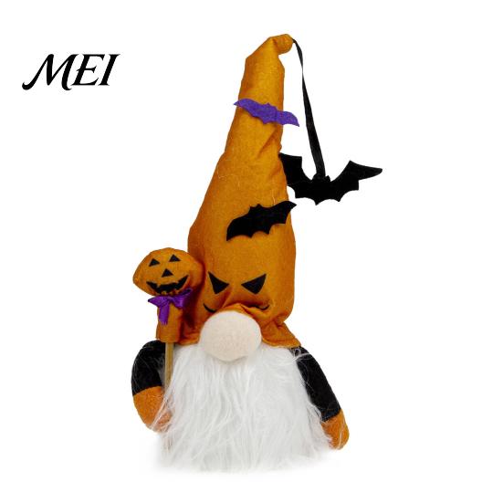 Indoor Window Display Props Halloween Light Up Gnome Decoration, Spooky Orange Black Swedish Tomte Elf Figurine, Gifts for Kids Cute Plush Glowing