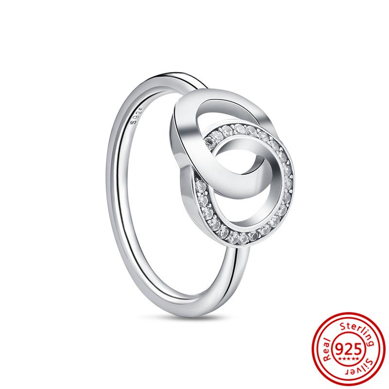 Argent Sterling 925 Cuivre Cœur Étincelant Zircon Flèche Vague Amour Éternel Infini Bagues de Couple Mariage Fiançailles Fête Zircon Cadeau