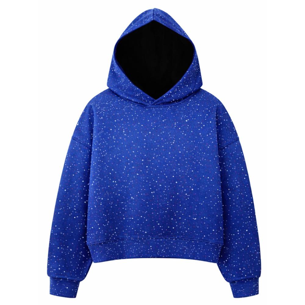 Sudadera con capucha de strass para mujer, manga larga, holgada, corta, con capucha, sudadera casual de calle