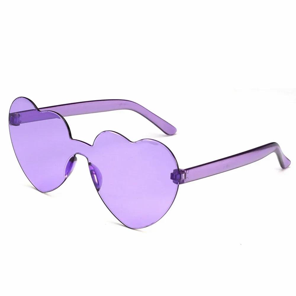 Fashion Women'S Heart-Shaped Sunglasses With Candy-Colored Transparent Plastic Frames Love Heart Sun Glasses For Female In One