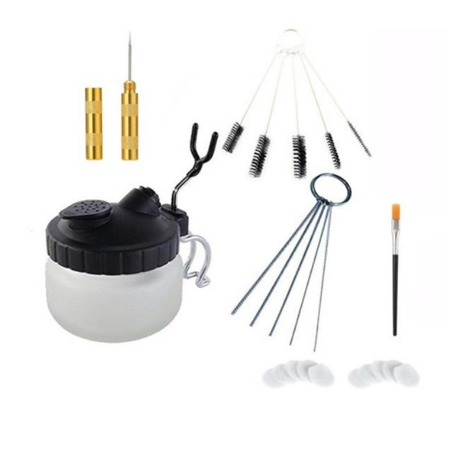 Airbrush Spray Gun Cleaning Kit: Includes Small Brush, Rinse Gun, Nozzle, and Four Ventilation Accessories for Auto Repair.