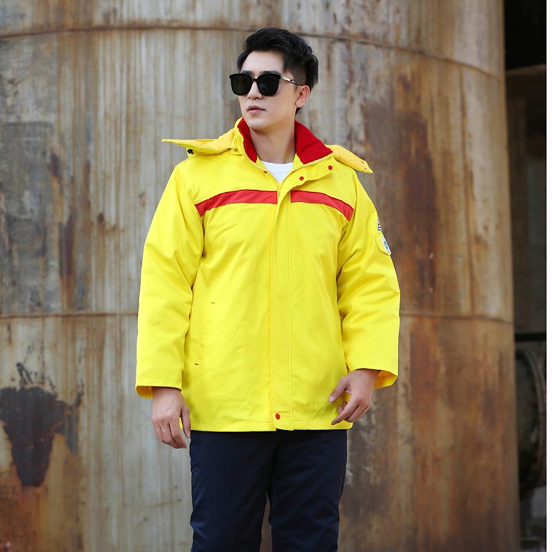 Autumn Winter Cotton Padded Anti-static Reflective Cold-resistant Workwear Overalls with Print Embroidery