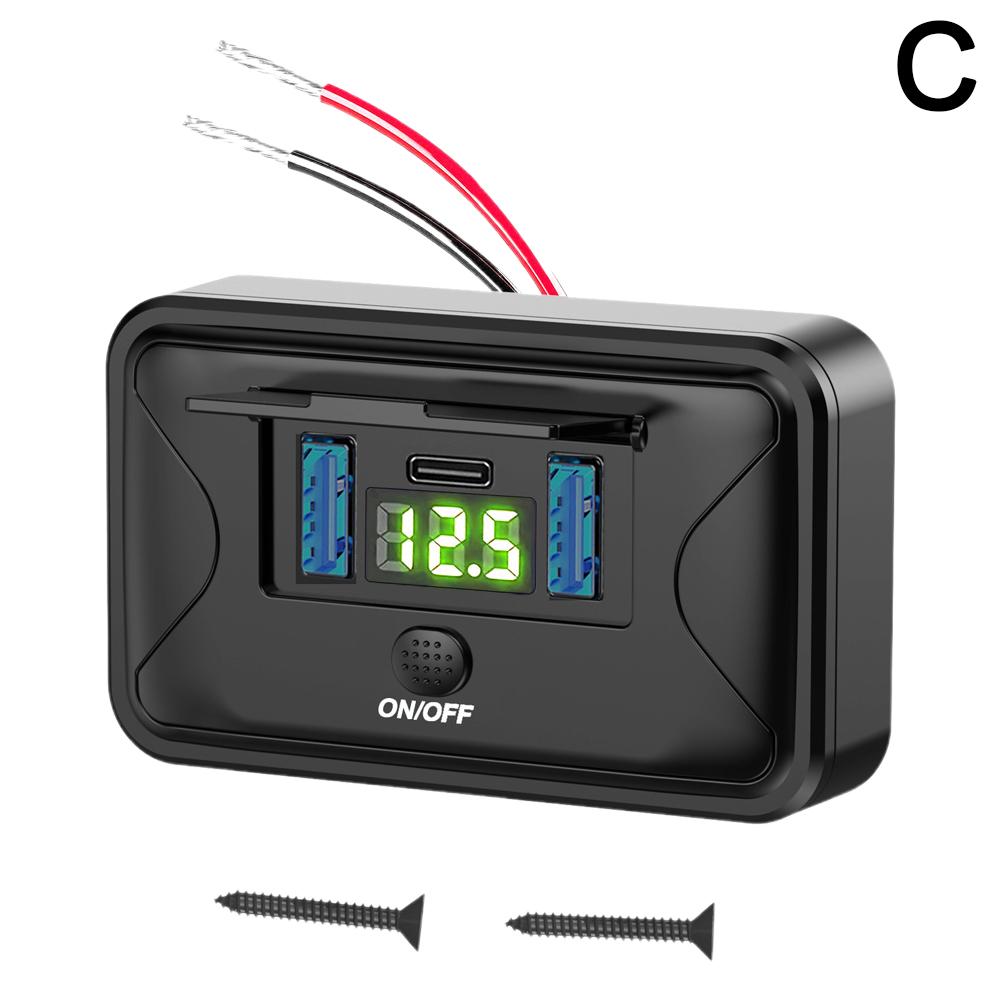 

12 В/24 В автомобильный автофургон зарядное устройство гнездо адаптер USB розетка питания модернизированная быстрая зарядка 3.0 PD USB 3-портовый с переключателем для автомобиля морской автобус зелёный