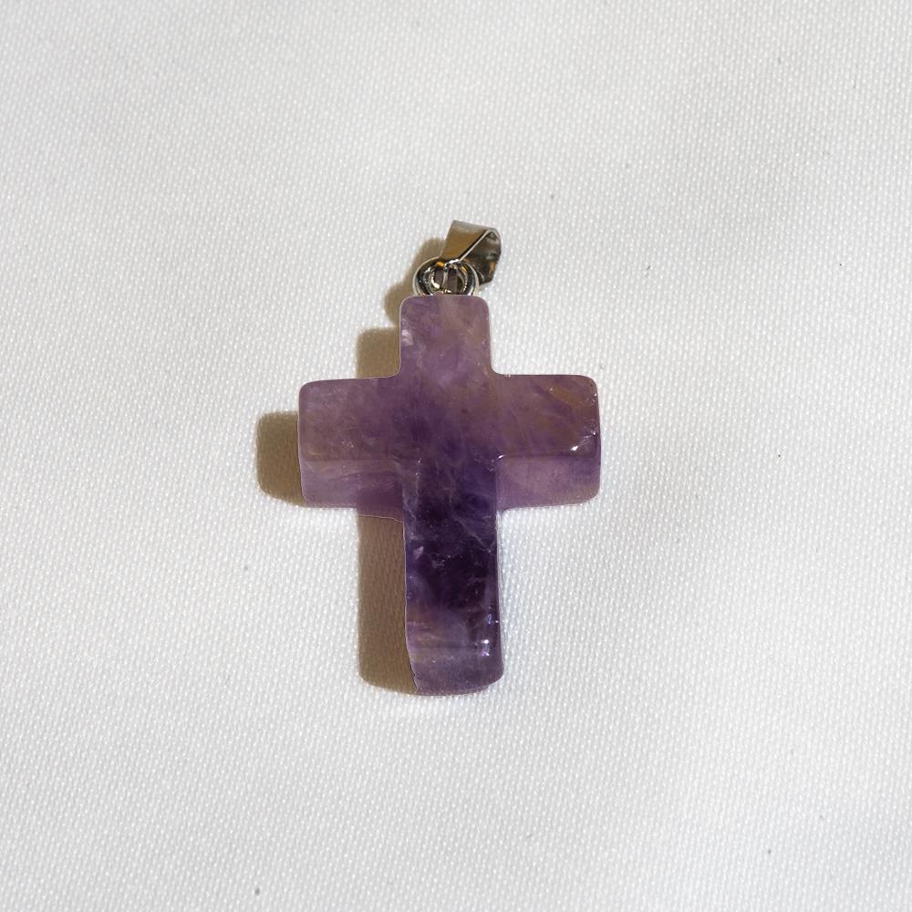 Hi Multi-Specifications Natural Crystal Cross Pendant Christian Jesus Catholic Cross Necklace Unisex Church Christian Crystal Jewelry