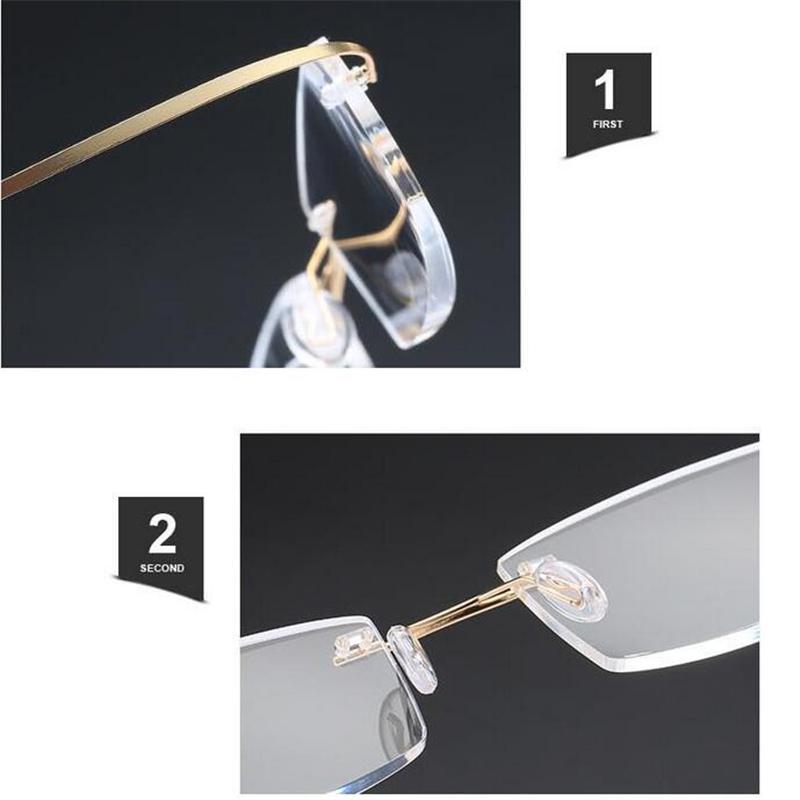 Frameless Square Nearsighted Glasses for Women Men Rimless Short Sight Eyewear Diopter -1 to -4 0 Lightweight Comfortable