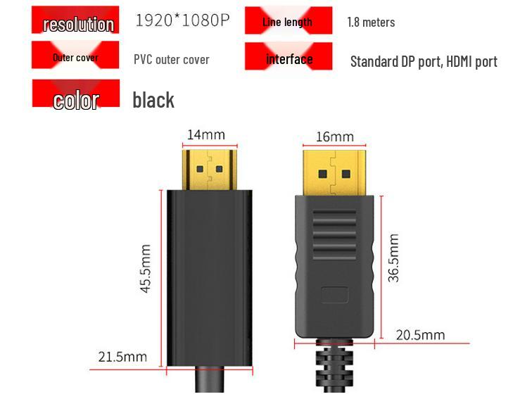 8K/4K DP To HDMI Adapter Cable for High-Definition Computer Monitor Connection