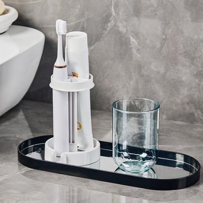 3-In-1 Toothbrush Holder Toothpaste Mouthwash Cup Organizer Dry And Dustproof Cleaning Tool Storage Rack Household Bathroom