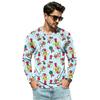 Men's Casual Loose Fit V-Neck Shirt with Christmas Print for Holiday Occasions