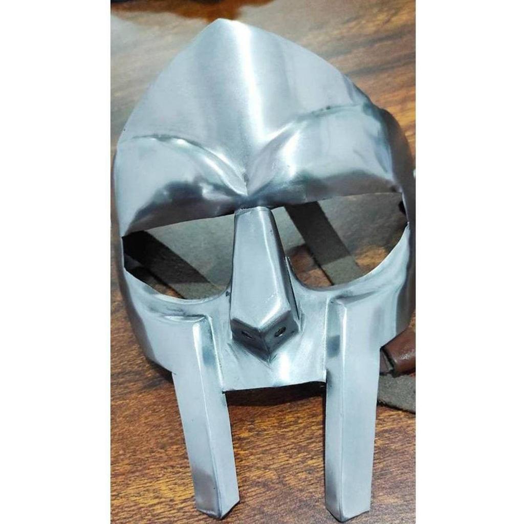 India MF DOOM Mask Mad-villain Mild Steel Face Armour Medieval Hand-Forged Doom mask Decorative Mask (Silver, Pack of 1)