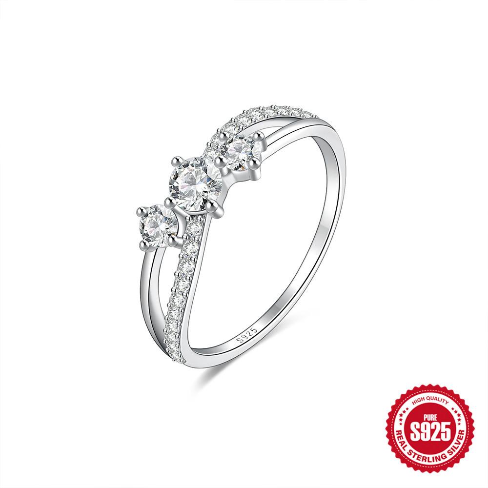 Luxury Premium Gift S925 Sterling Silver Heart Luxury Diamond Enlaid Ladies Wedding Engagement Ring Ring