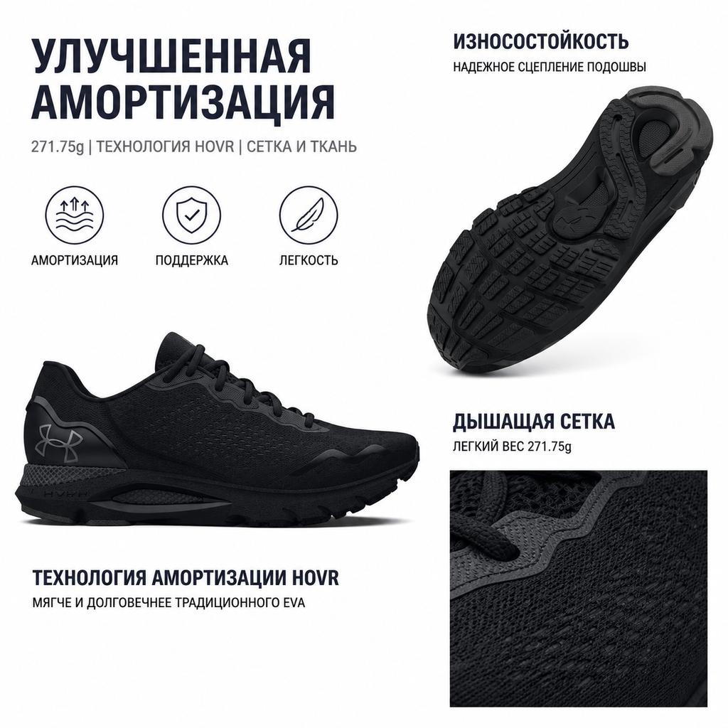Under Armour HOVR Sonic 6 Schwarz Herren Sneaker Metallic-Gun-Metal 3026121-003