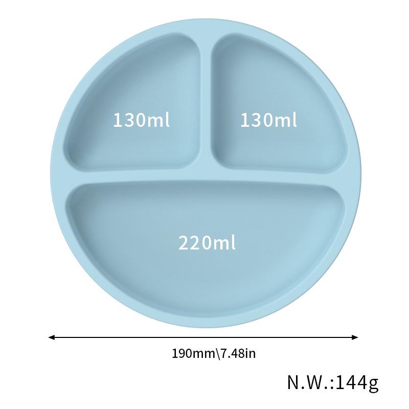 Baby Silicone Plate with Four Suction Cups - Divided Feeding Bowl for Toddlers