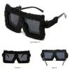 Y2K Trendy Ladies Shades Eyewear for Women Square Frame Soft Fur Plush Sunglasses Ladies Sexy Shades Punk Sun Glasses